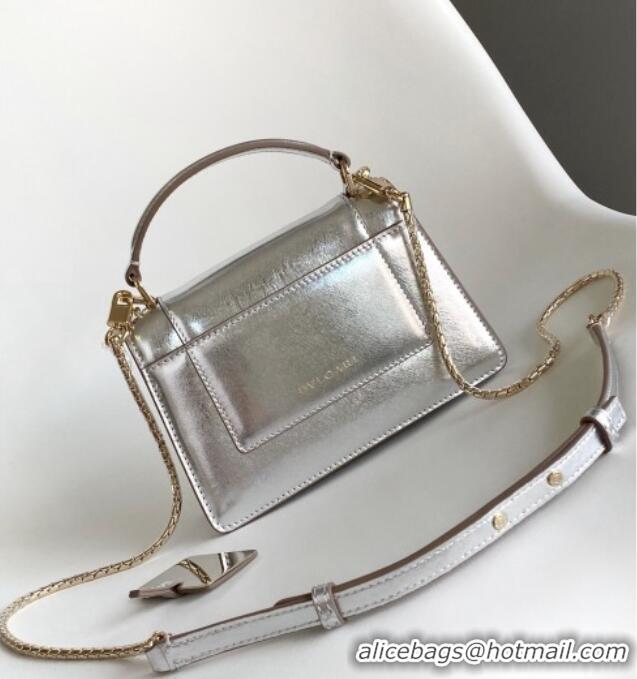 Unique Grade Bvlgari Serpenti Forever Mini Top Handle bag in Calfskin 1030 Silver 2024
