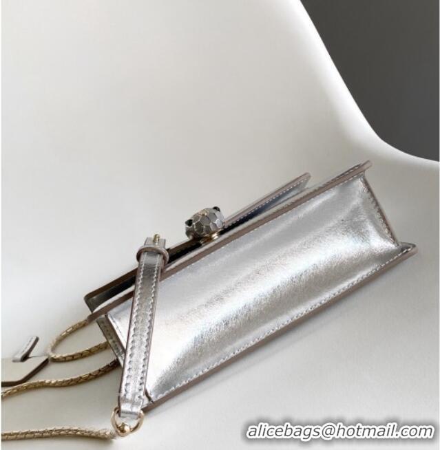 Unique Grade Bvlgari Serpenti Forever Mini Top Handle bag in Calfskin 1030 Silver 2024