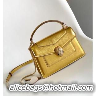 Luxury Discount Bvlgari Serpenti Forever Mini Top Handle bag in Calfskin 1030 Gold 2024