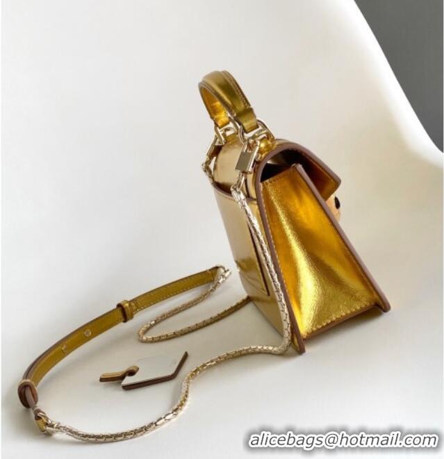 Luxury Discount Bvlgari Serpenti Forever Mini Top Handle bag in Calfskin 1030 Gold 2024