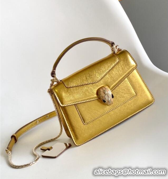 Luxury Discount Bvlgari Serpenti Forever Mini Top Handle bag in Calfskin 1030 Gold 2024