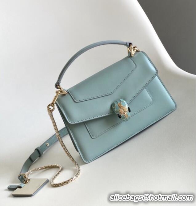 Top Grade Bvlgari Serpenti Forever Mini Top Handle bag in Calfskin 1030 Blue 2024