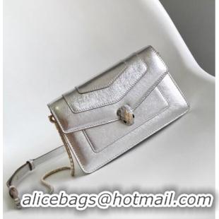 New Design Bvlgari Serpenti Forever Chain Wallet Mini Crossbody bag in Calfskin 1030 Silver 2024