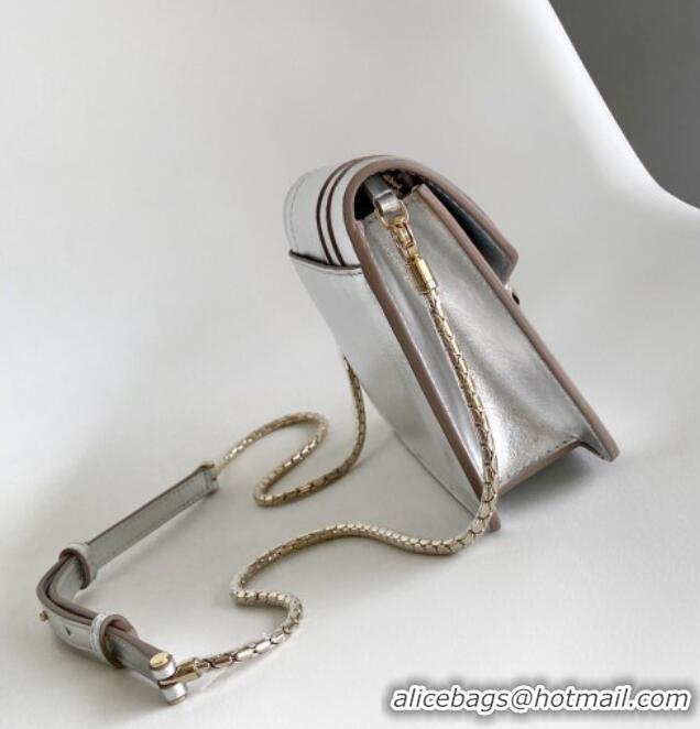 New Design Bvlgari Serpenti Forever Chain Wallet Mini Crossbody bag in Calfskin 1030 Silver 2024