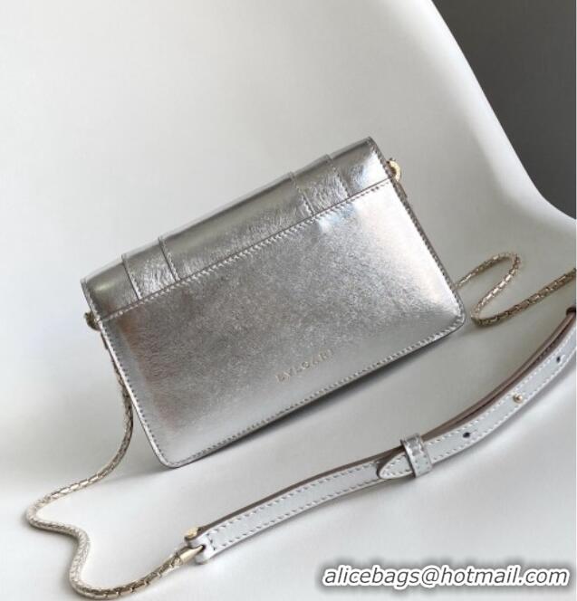 New Design Bvlgari Serpenti Forever Chain Wallet Mini Crossbody bag in Calfskin 1030 Silver 2024