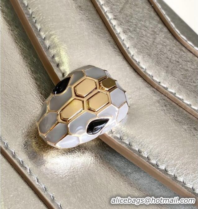 New Design Bvlgari Serpenti Forever Chain Wallet Mini Crossbody bag in Calfskin 1030 Silver 2024