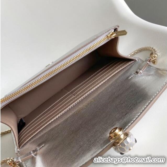 New Design Bvlgari Serpenti Forever Chain Wallet Mini Crossbody bag in Calfskin 1030 Silver 2024