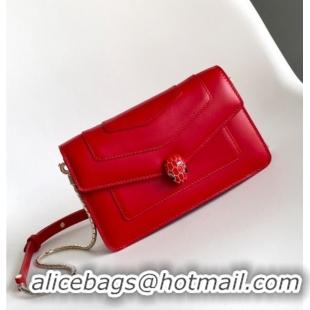 Grade Quality Bvlgari Serpenti Forever Chain Wallet Mini Crossbody bag in Calfskin 1030 Red 2024