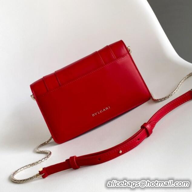 Grade Quality Bvlgari Serpenti Forever Chain Wallet Mini Crossbody bag in Calfskin 1030 Red 2024