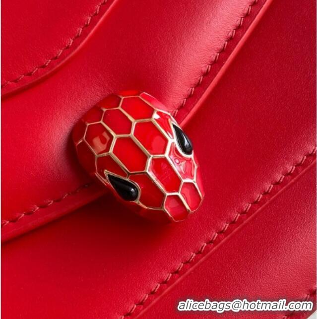 Grade Quality Bvlgari Serpenti Forever Chain Wallet Mini Crossbody bag in Calfskin 1030 Red 2024