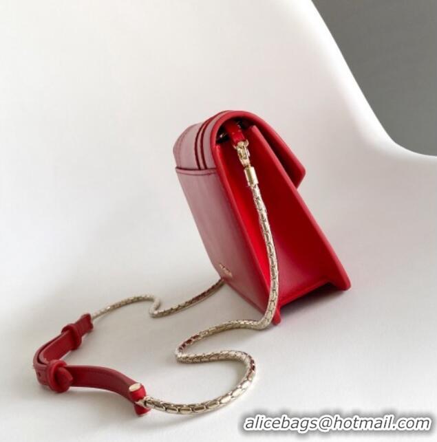 Grade Quality Bvlgari Serpenti Forever Chain Wallet Mini Crossbody bag in Calfskin 1030 Red 2024