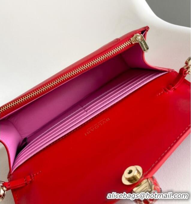 Grade Quality Bvlgari Serpenti Forever Chain Wallet Mini Crossbody bag in Calfskin 1030 Red 2024