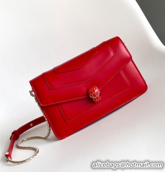 Grade Quality Bvlgari Serpenti Forever Chain Wallet Mini Crossbody bag in Calfskin 1030 Red 2024