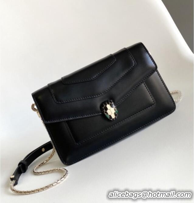 Best Product Bvlgari Serpenti Forever Chain Wallet Mini Crossbody bag in Calfskin 1030 Black 2024