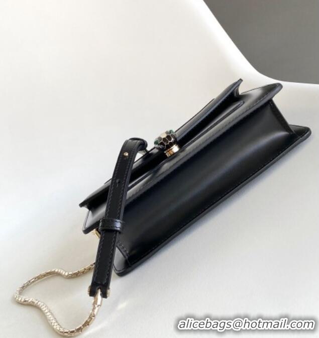 Best Product Bvlgari Serpenti Forever Chain Wallet Mini Crossbody bag in Calfskin 1030 Black 2024