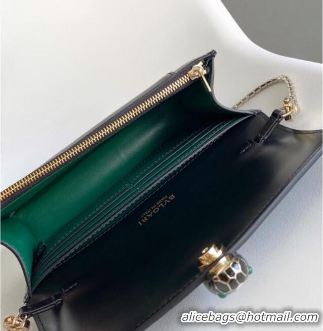 Best Product Bvlgari Serpenti Forever Chain Wallet Mini Crossbody bag in Calfskin 1030 Black 2024