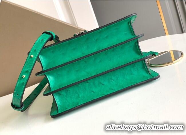 Best Design Bvlgari Serpenti Forever Small Top Handle Bag in Ostrich Pattern Calf Leather 30021 Green 2024
