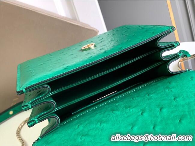 Best Design Bvlgari Serpenti Forever Small Top Handle Bag in Ostrich Pattern Calf Leather 30021 Green 2024