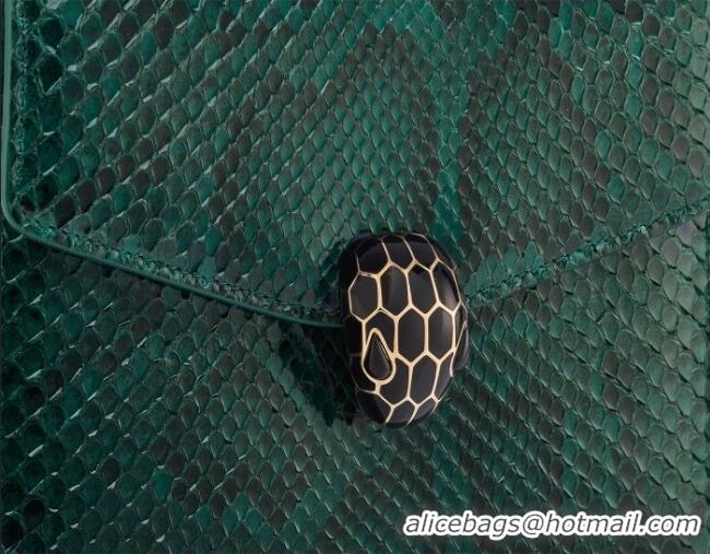 Buy Discount Bvlgari Serpenti Forever Small Top Handle Bag in Shiny Python Karung Skin 30022 Green 2024