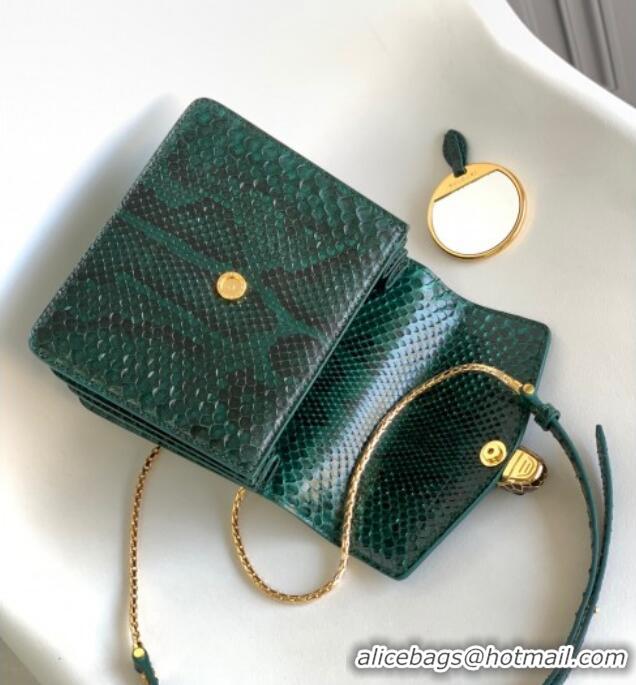 Buy Discount Bvlgari Serpenti Forever Small Top Handle Bag in Shiny Python Karung Skin 30022 Green 2024
