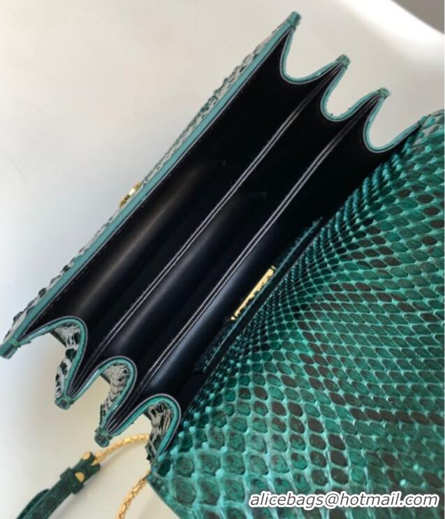 Buy Discount Bvlgari Serpenti Forever Small Top Handle Bag in Shiny Python Karung Skin 30022 Green 2024