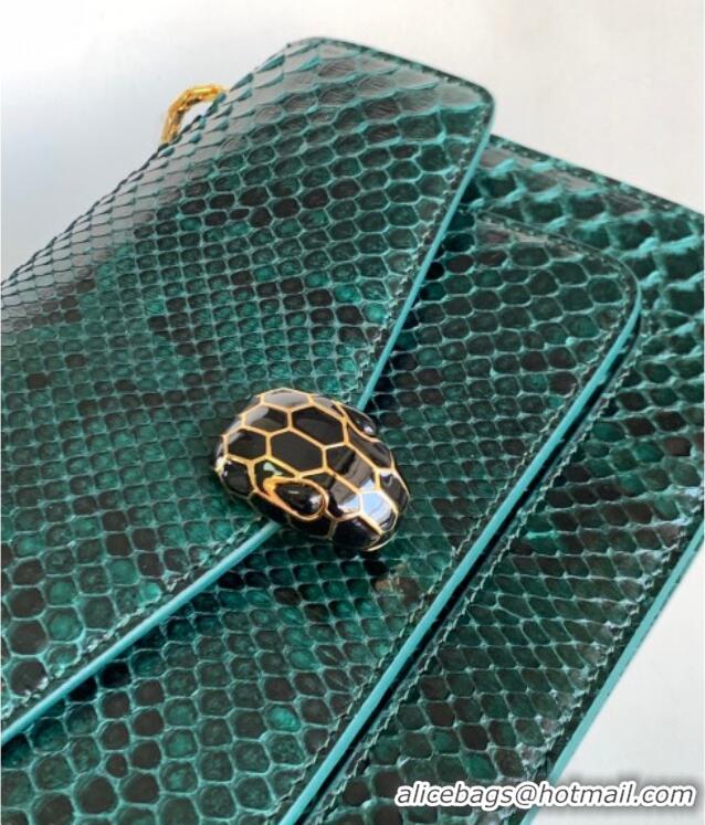 Promotional Bvlgari Serpenti Forever Medium Shoulder Bag in Shiny Python Karung Skin 30023 Green 2024