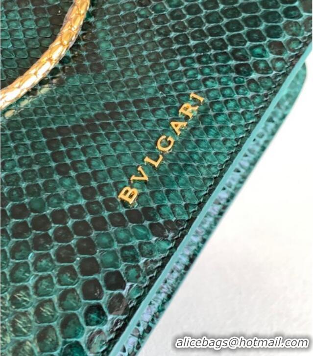 Promotional Bvlgari Serpenti Forever Medium Shoulder Bag in Shiny Python Karung Skin 30023 Green 2024