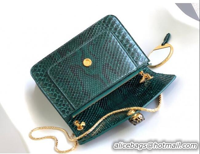 Promotional Bvlgari Serpenti Forever Medium Shoulder Bag in Shiny Python Karung Skin 30023 Green 2024