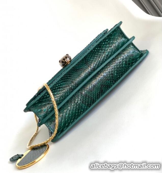Promotional Bvlgari Serpenti Forever Medium Shoulder Bag in Shiny Python Karung Skin 30023 Green 2024