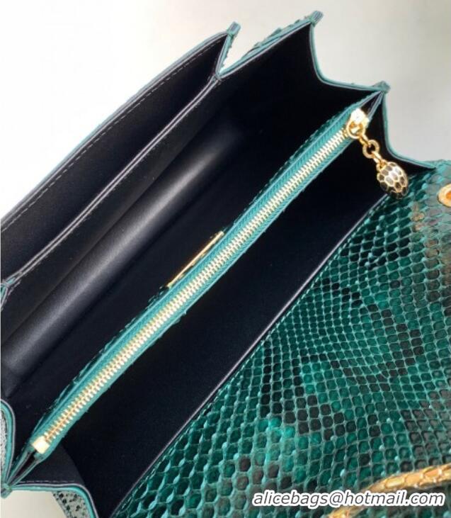 Promotional Bvlgari Serpenti Forever Medium Shoulder Bag in Shiny Python Karung Skin 30023 Green 2024