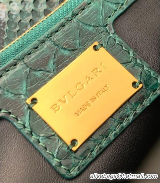 Promotional Bvlgari Serpenti Forever Medium Shoulder Bag in Shiny Python Karung Skin 30023 Green 2024