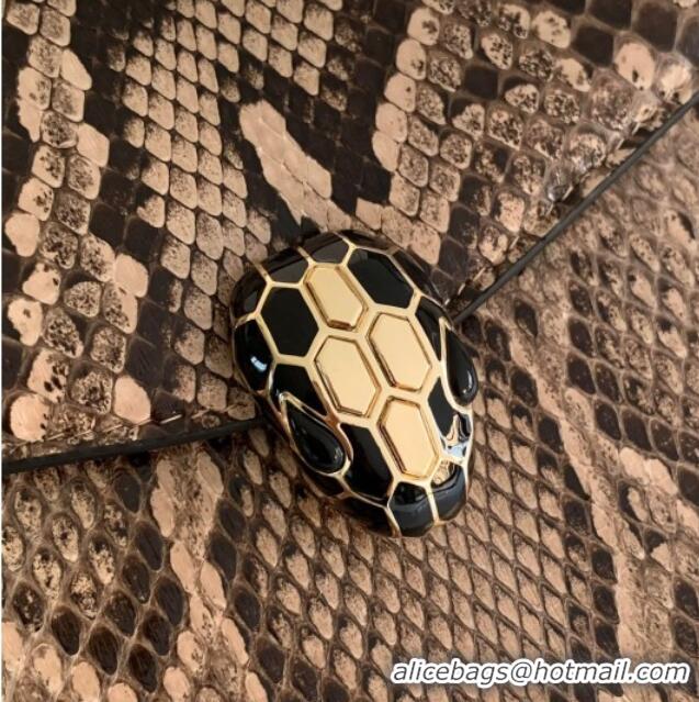 Best Quality Bvlgari Serpenti Forever Small Top Handle Bag in Shiny Python Karung Skin 30024 Grey 2024