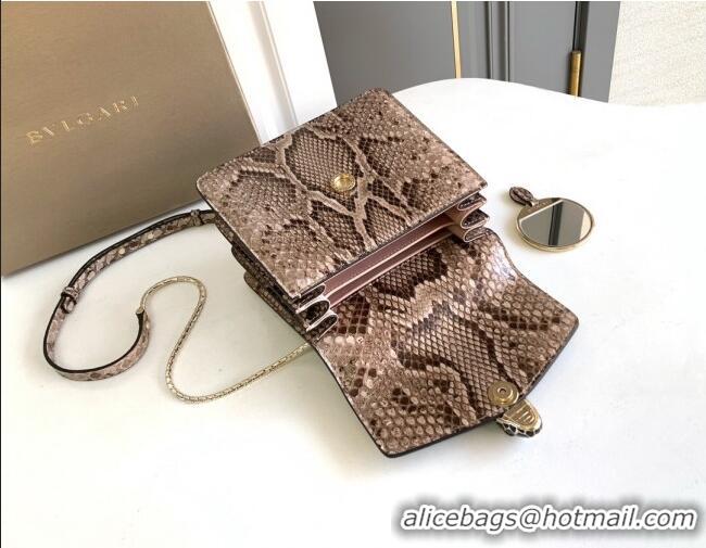Best Quality Bvlgari Serpenti Forever Small Top Handle Bag in Shiny Python Karung Skin 30024 Grey 2024