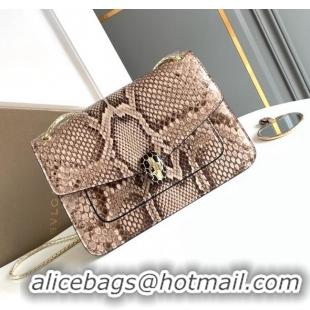 Big Discount Bvlgari Serpenti Forever Medium Shoulder Bag in Shiny Python Karung Skin 30025 Grey 2024