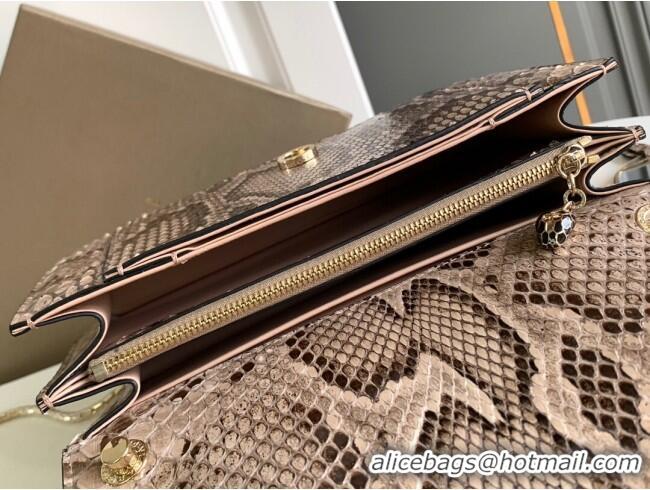 Big Discount Bvlgari Serpenti Forever Medium Shoulder Bag in Shiny Python Karung Skin 30025 Grey 2024