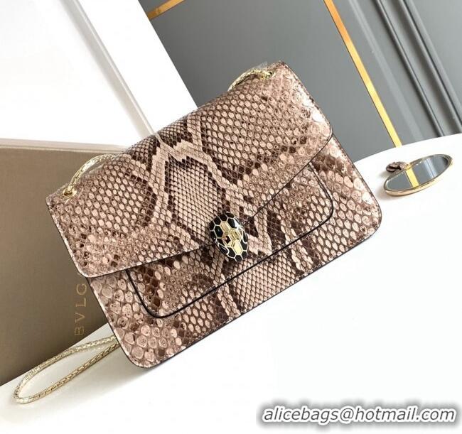 Big Discount Bvlgari Serpenti Forever Medium Shoulder Bag in Shiny Python Karung Skin 30025 Grey 2024