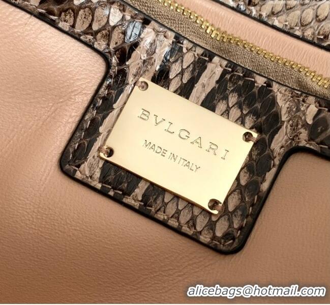 Big Discount Bvlgari Serpenti Forever Medium Shoulder Bag in Shiny Python Karung Skin 30025 Grey 2024