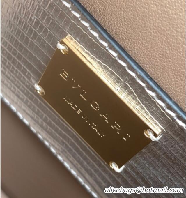 Top Grade Bvlgari Serpentine Mini Tote bag in Lizard Pattern Leather 30026 Silver 2024