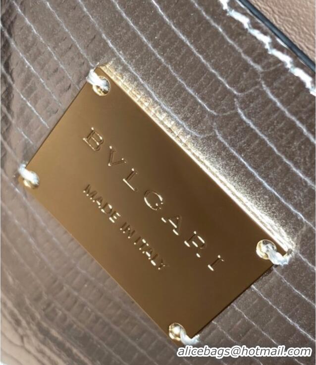 Well Crafted Bvlgari Serpenti Forever Small Crossbody Bag in Lizard Pattern Leather 30027 Silver 2023