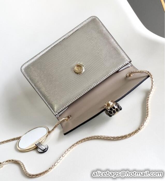 Well Crafted Bvlgari Serpenti Forever Small Crossbody Bag in Lizard Pattern Leather 30027 Silver 2023