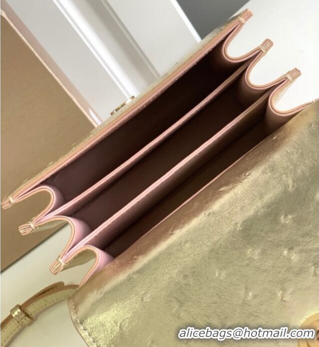 Affordable Price Bvlgari Serpenti Forever Small Top Handle Bag in Ostrich Pattern Calf Leather 30030 Gold 2024