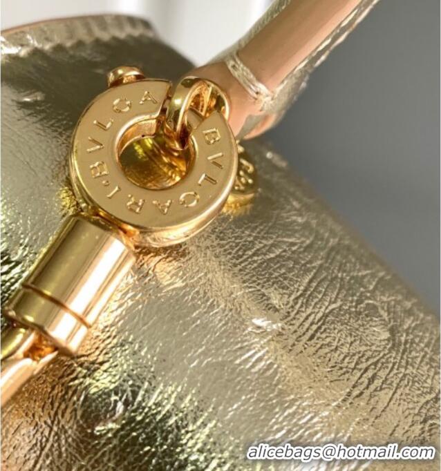 Affordable Price Bvlgari Serpenti Forever Small Top Handle Bag in Ostrich Pattern Calf Leather 30030 Gold 2024