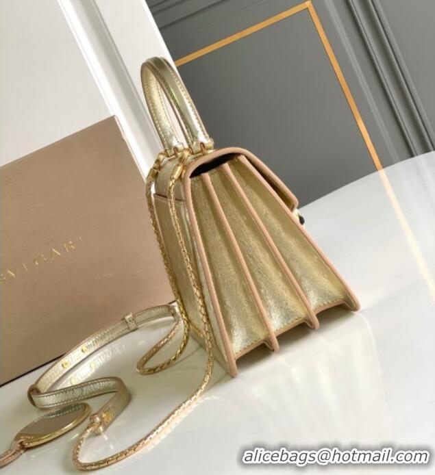 Affordable Price Bvlgari Serpenti Forever Small Top Handle Bag in Ostrich Pattern Calf Leather 30030 Gold 2024