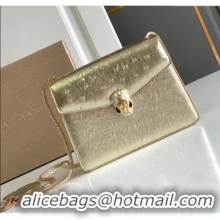Shop Discount Bvlgari Serpenti Forever Small Crossbody Bag in Ostrich Pattern Calf Leather 30031 Gold 2024