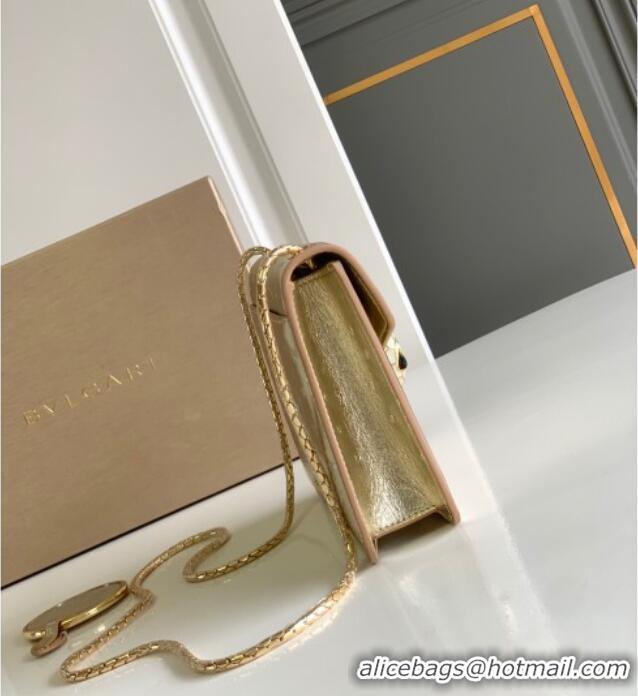 Shop Discount Bvlgari Serpenti Forever Small Crossbody Bag in Ostrich Pattern Calf Leather 30031 Gold 2024