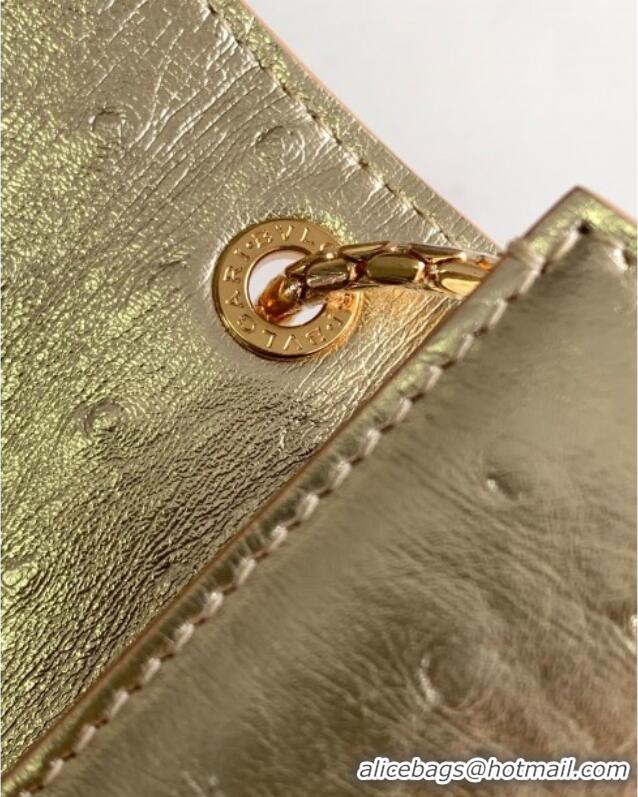 Shop Discount Bvlgari Serpenti Forever Small Crossbody Bag in Ostrich Pattern Calf Leather 30031 Gold 2024