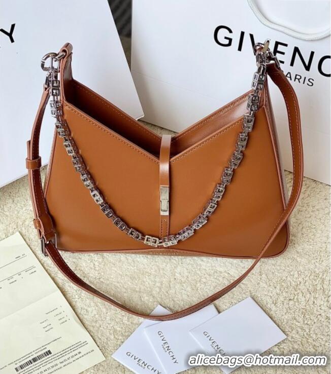 New Cheap Givenchy Small Cut Out bag in shiny leather with chain 19119 Brown 2023