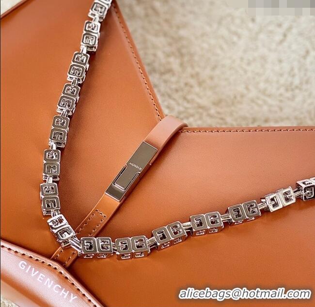 New Cheap Givenchy Small Cut Out bag in shiny leather with chain 19119 Brown 2023
