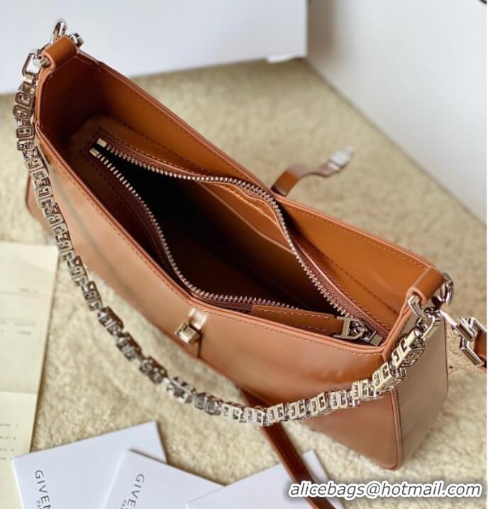 New Cheap Givenchy Small Cut Out bag in shiny leather with chain 19119 Brown 2023