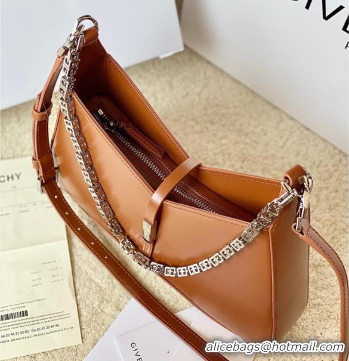 New Cheap Givenchy Small Cut Out bag in shiny leather with chain 19119 Brown 2023